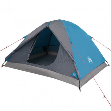 Cort de camping 3 persoane albastru, 240x217x120 cm, tafta 190T - Img 4