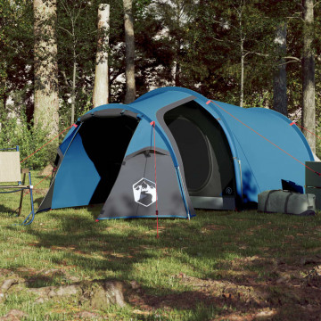 Cort de camping 3 persoane albastru, 370x185x116 cm, tafta 185T - Img 3