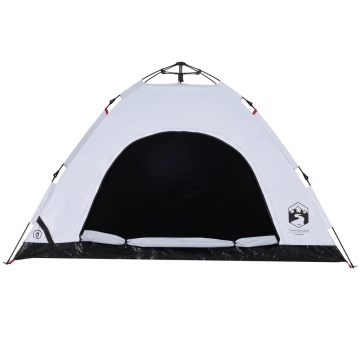 Cort de camping 4 persoane, alb opac, setare rapidă, țesătură - Img 5