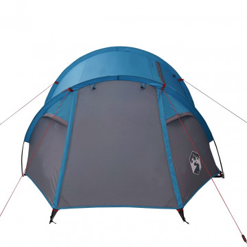 Cort de camping 4 persoane albastru, 360x135x105 cm, tafta 185T - Img 5