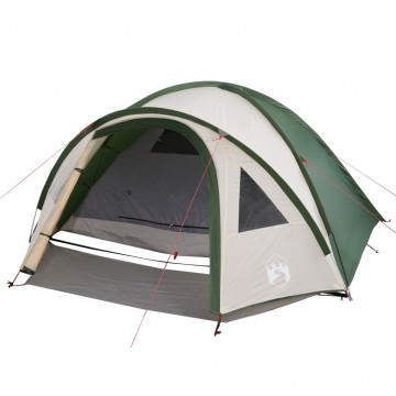 Cort de camping 4 persoane, verde, 300x250x132 cm, tafta 185T - Img 4