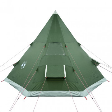 Cort de camping 4 persoane, verde, 367x367x259 cm, tafta 185T - Img 4