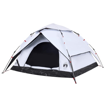 Cort de camping 5 persoane, alb opac, setare rapidă, țesătură - Img 4