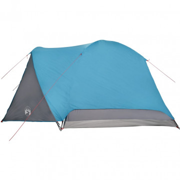 Cort de camping 6 persoane albastru, 412x370x190 cm, tafta 190T - Img 7