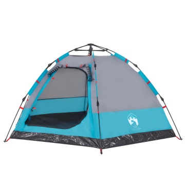 Cort de camping cabană 4 persoane albastru cu eliberare rapidă - Img 8