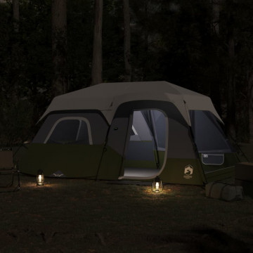 Cort de camping cu lumină LED pentru 9 persoane, verde deschis - Img 3