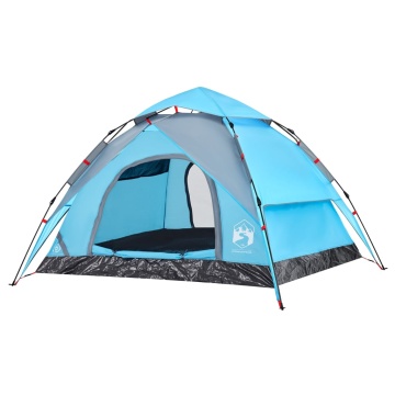 Cort de camping cupolă 3 persoane, setare rapidă, albastru - Img 4