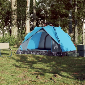 Cort de camping cupolă 3 persoane, setare rapidă, albastru - Img 3