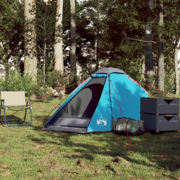 Cort de camping cupolă pentru 2 persoane, albastru, impermeabil - Img 3