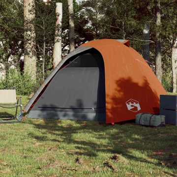 Cort de camping pentru 4 persoane, gri/portocaliu, impermeabil - Img 3