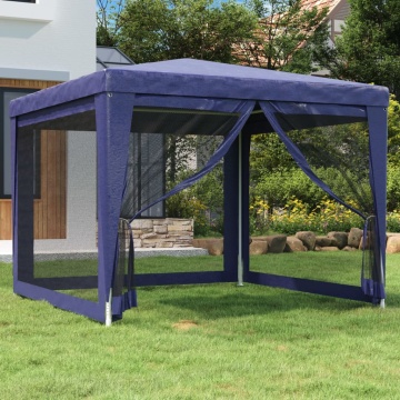 Cort de petrecere cu 4 pereți din plasă, albastru, 3x3 m, HDPE - Img 1