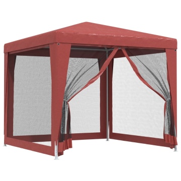 Cort de petrecere cu 4 pereți din plasă, roșu, 2,5x2,5 m, HDPE - Img 2