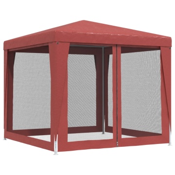 Cort de petrecere cu 4 pereți din plasă, roșu, 2,5x2,5 m, HDPE - Img 7