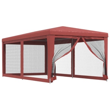 Cort de petrecere cu 6 pereți din plasă, roșu, 3x6 m, HDPE - Img 2
