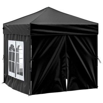 Cort pliabil pentru petrecere, pereți laterali, negru, 2x2 m - Img 3