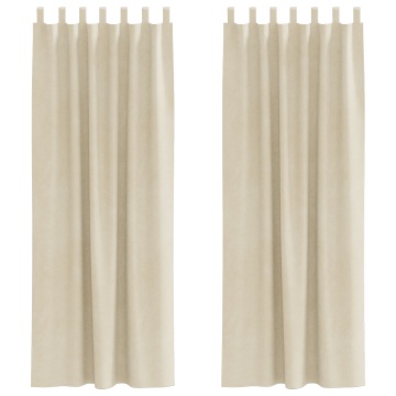 Cortine Blackout cu bucle de suspendare 2 buc Creme Catifea - Img 2