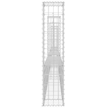 Coș de gabion în formă de U cu 5 stâlpi, 500x20x100 cm, fier - Img 4