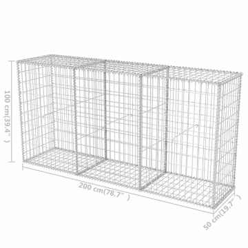 Coș gabion, 200 x 50 x 100 cm, oțel galvanizat - Img 7