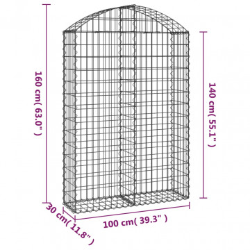 Coș gabion arcuit, 100x30x140/160 cm, fier galvanizat - Img 5
