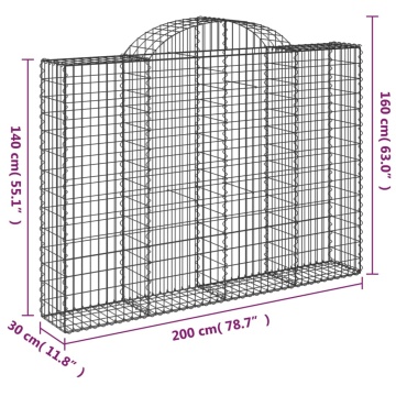 Coș gabion arcuit 200x30x140/160 cm fier galvanizat - Img 5