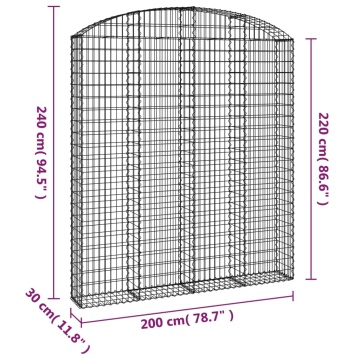 Coș gabion arcuit, 200x30x220/240, fier galvanizat - Img 5