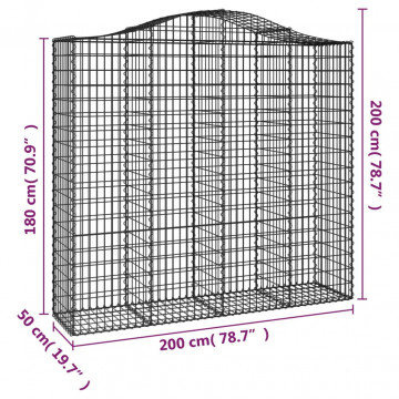 Coș gabion arcuit, 200x50x180/200 cm, fier galvanizat - Img 5