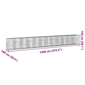 Coș gabion cu capac, 1200x100x150 cm, fier galvanizat - Img 6
