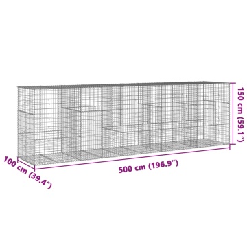 Coș gabion cu capac, 500x100x150 cm, fier galvanizat - Img 6