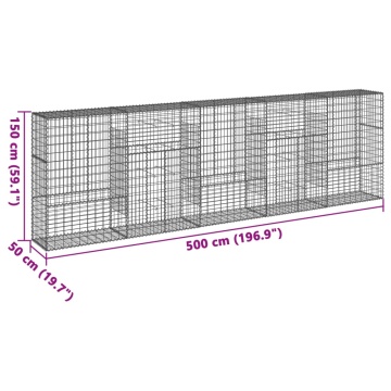 Coș gabion cu capac, 500x50x150 cm, fier galvanizat - Img 6