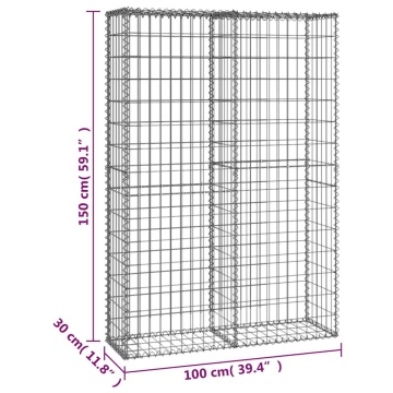 Coș gabion cu capace, sârmă galvanizată, 150 x 100 x 30 cm - Img 8