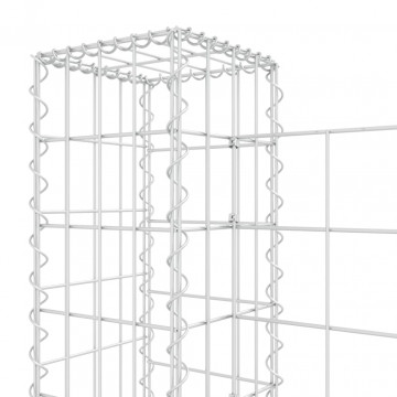 Coș gabion în formă de U cu 3 stâlpi, 260x20x100 cm, fier - Img 6