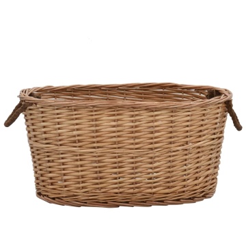 Coș lemne foc mânere de transport natural 56x40x28 cm salcie - Img 2