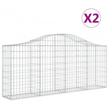 Coșuri gabion arcuite 2 buc, 200x30x80/100cm, fier galvanizat - Img 2