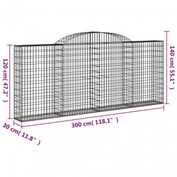 Coșuri gabion arcuite 2 buc, 300x30x120/140 cm, fier galvanizat - Img 5