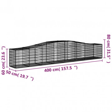 Coșuri gabion arcuite 2 buc, 400x50x60/80 cm, fier galvanizat - Img 5