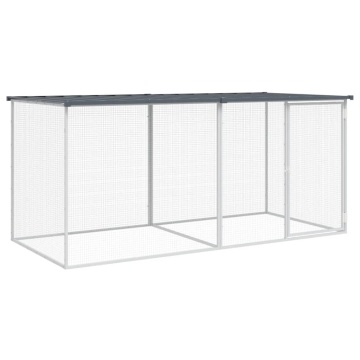 Coteț pui cu acoperiș, antracit, 203x98x90 cm, oțel galvanizat - Img 2