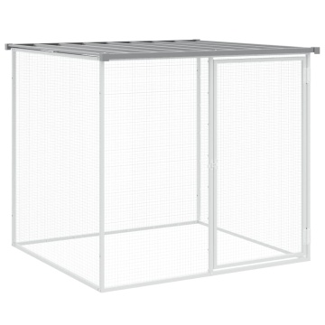 Coteț pui cu acoperiș gri deschis 1003x98x90 cm oțel galvanizat - Img 5