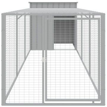 Coteț pui cu incintă gri deschis 110x405x110 cm oțel galvanizat - Img 3