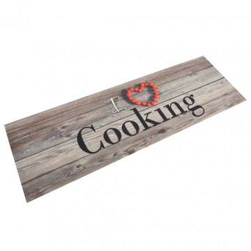 Covor de bucătărie lavabil Cooking, gri, 60x180 cm, catifea - Img 1