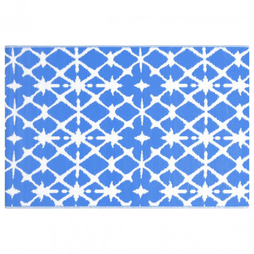 Covor de exterior, albastru/alb, 120x180 cm, PP - Img 3