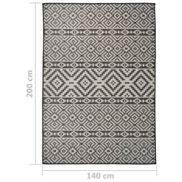 Covor de exterior, dungi negre, 140x200 cm, țesătură plată - Img 5