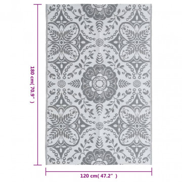 Covor de exterior, gri deschis, 120x180 cm, PP - Img 5