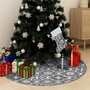 Covor fustă de brad Crăciun cu șosetă, gri, 122 cm, țesătură - Img 1