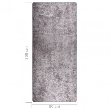Covor lavabil, gri, 80x300 cm, antiderapant - Img 4
