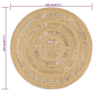 Covor manual din iută împletită, 120 cm - Img 5