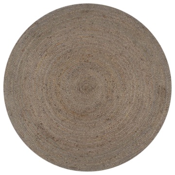 Covor manual, gri, 120 cm, iută, rotund - Img 1