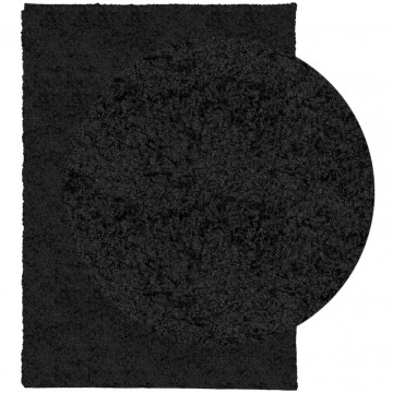 Covor pufos "PAMPLONA" cu fire înalte, negru modern, 200x280 cm - Img 3