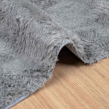 Covor shaggy cu pom înalt, NAVARRA, gri argintiu, 60x100 cm - Img 8