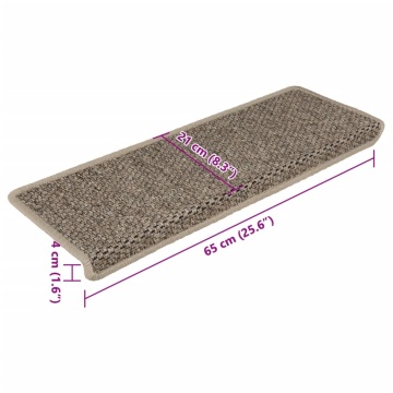 Covorașe scări autoadezive, 15 buc. bej 65x21x4 cm aspect sisal - Img 6