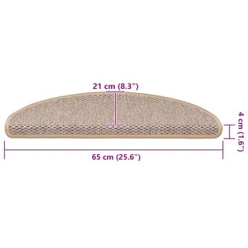 Covorașe scări autoadezive 15 buc. bej deschis 65x21x4cm sisal - Img 8